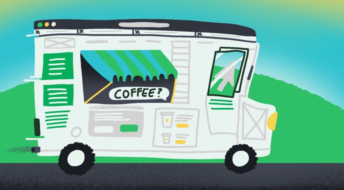 Truck as small business coffe shop created in BOWWE Website Builder